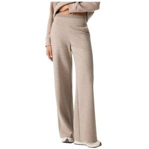 NWT OGL FuzzLuxe Double Waistband Straight Leg Pants S Heather Taupe Cozy Comfy